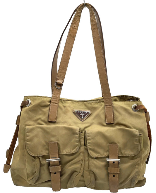 Original/Auth Prada - Tessuto Handtasche - Klassisch - Nylon / Leder - Beige