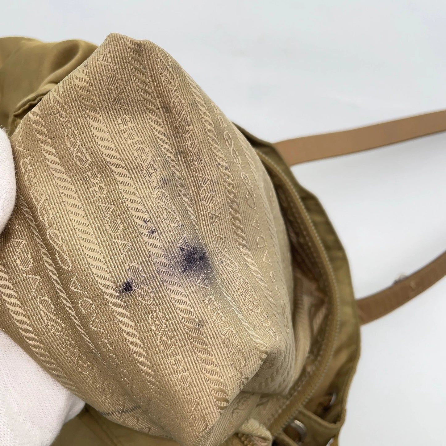 Original/Auth Prada - Tessuto Handtasche - Klassisch - Nylon / Leder - Beige