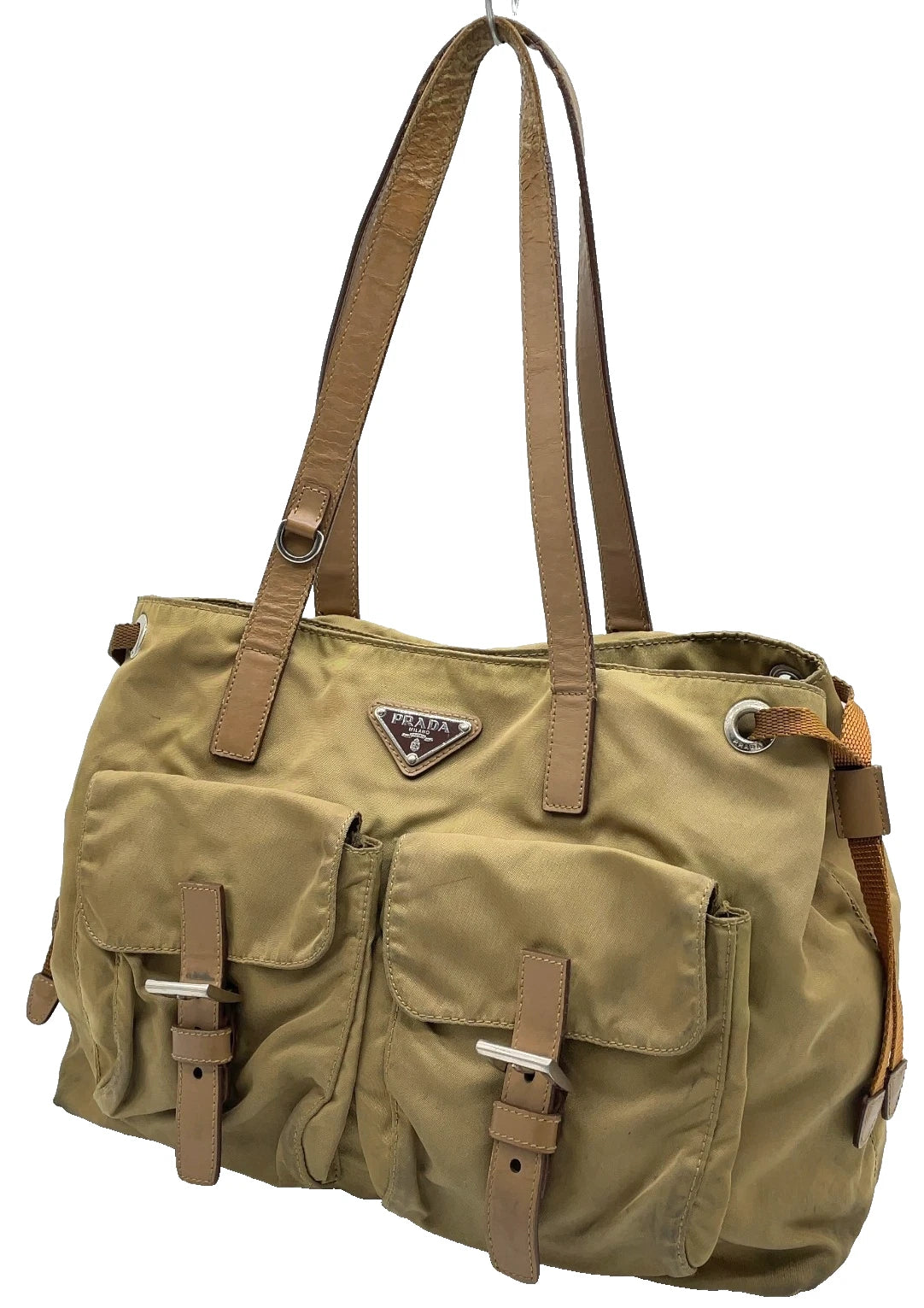 Original/Auth Prada - Tessuto Handtasche - Klassisch - Nylon / Leder - Beige