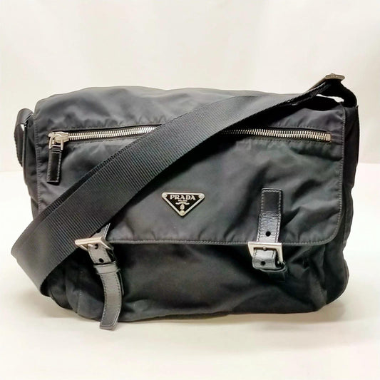 Original/Auth Prada - Crossbody Umhängetasche - Nylon / Leder - Schwarz