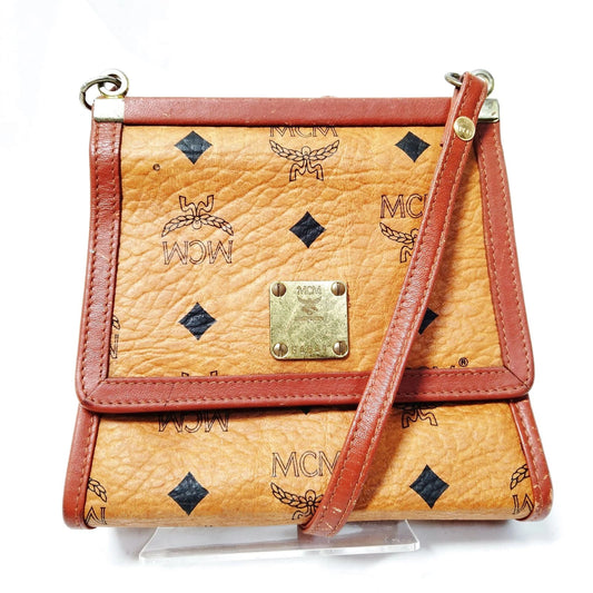 Original/Auth MCM - Vintage Crossbody Bag - Monogramm Canvas mit Leder