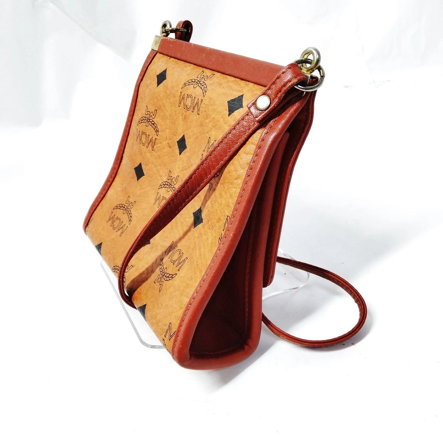 Original/Auth MCM - Vintage Crossbody Bag - Monogramm Canvas mit Leder