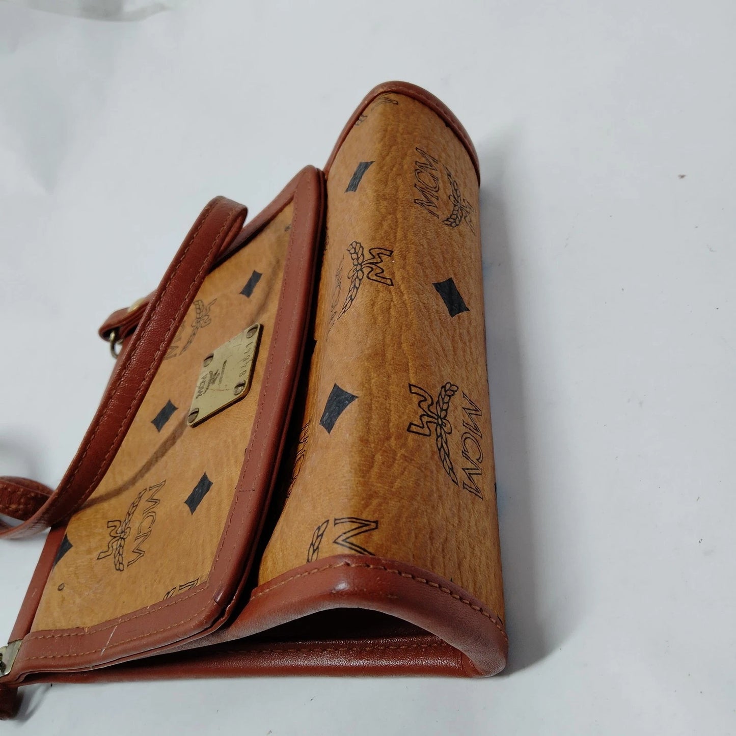 Original/Auth MCM - Vintage Crossbody Bag - Monogramm Canvas mit Leder