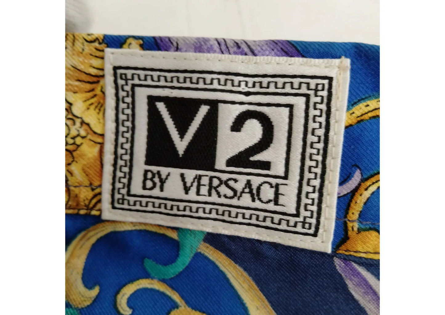 Original/Auth VERSACE V2 - Seidenhemd Vintage - Bunt floraler Musterung/Engel - Gr. IV/L