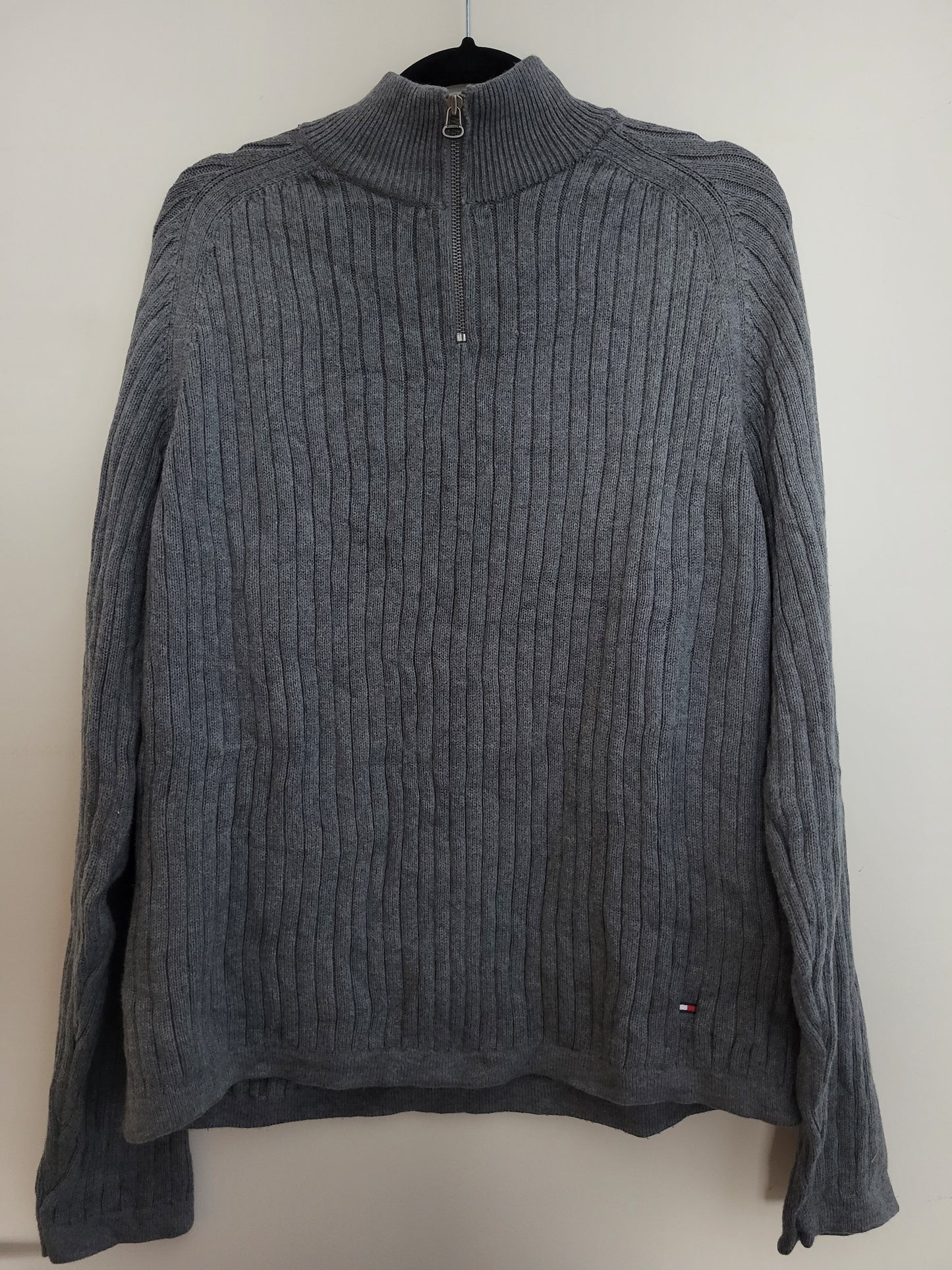 Tommy Hilfiger - Pullover - Ripp Optik - Grau - Herren - XL