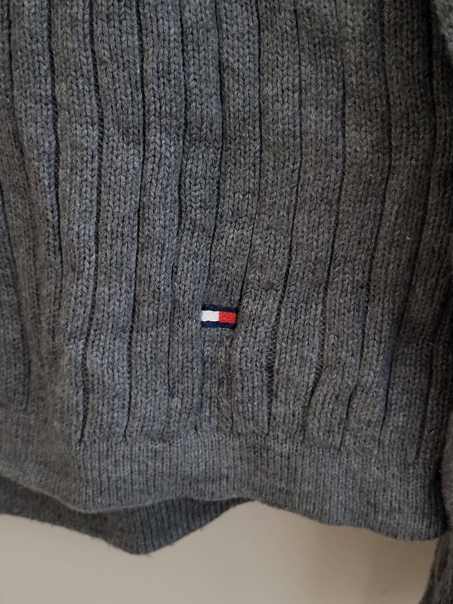 Tommy Hilfiger - Pullover - Ripp Optik - Grau - Herren - XL