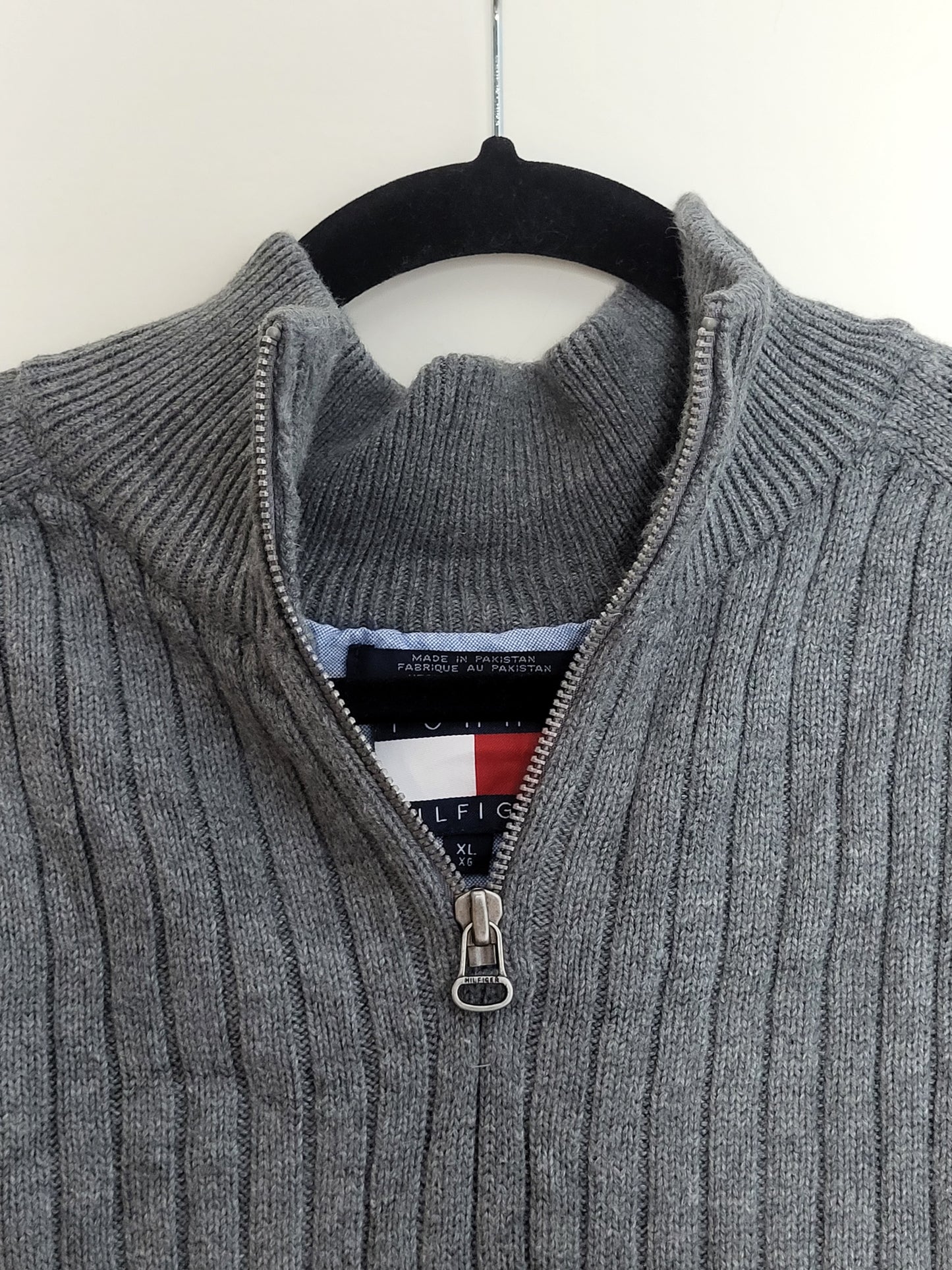 Tommy Hilfiger - Pullover - Ripp Optik - Grau - Herren - XL