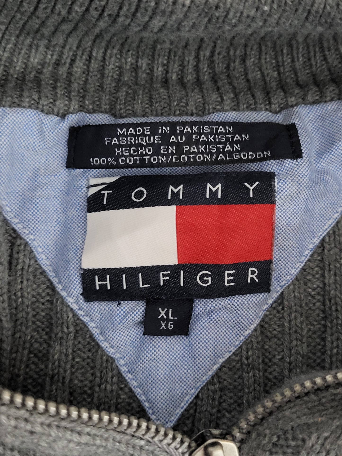 Tommy Hilfiger - Pullover - Ripp Optik - Grau - Herren - XL