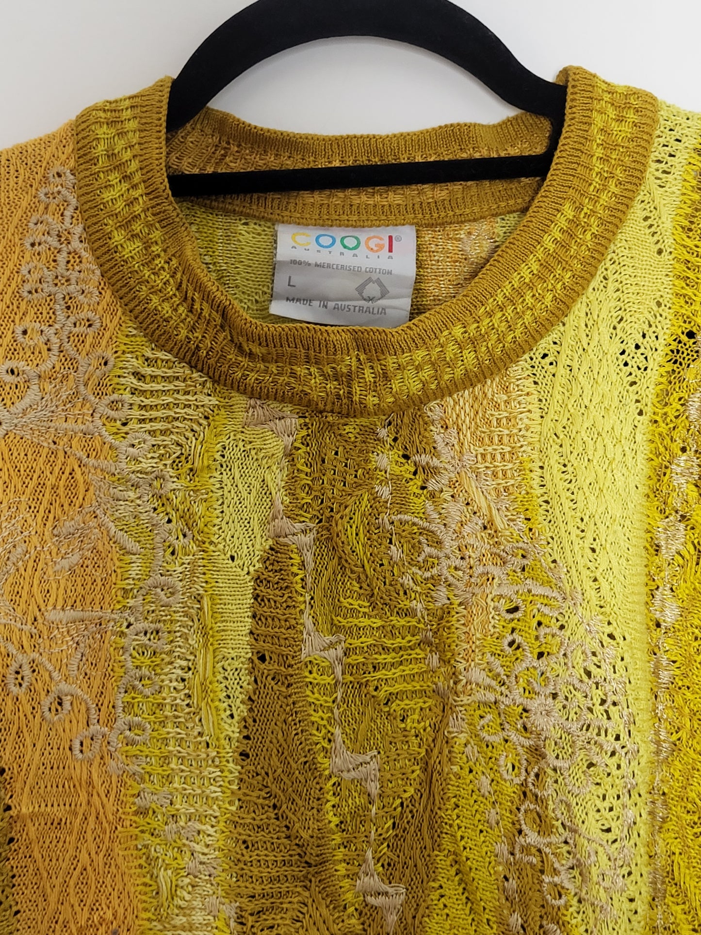 COOGI - Pullover - Muster - Vintage Australia - Gold - Herren - L