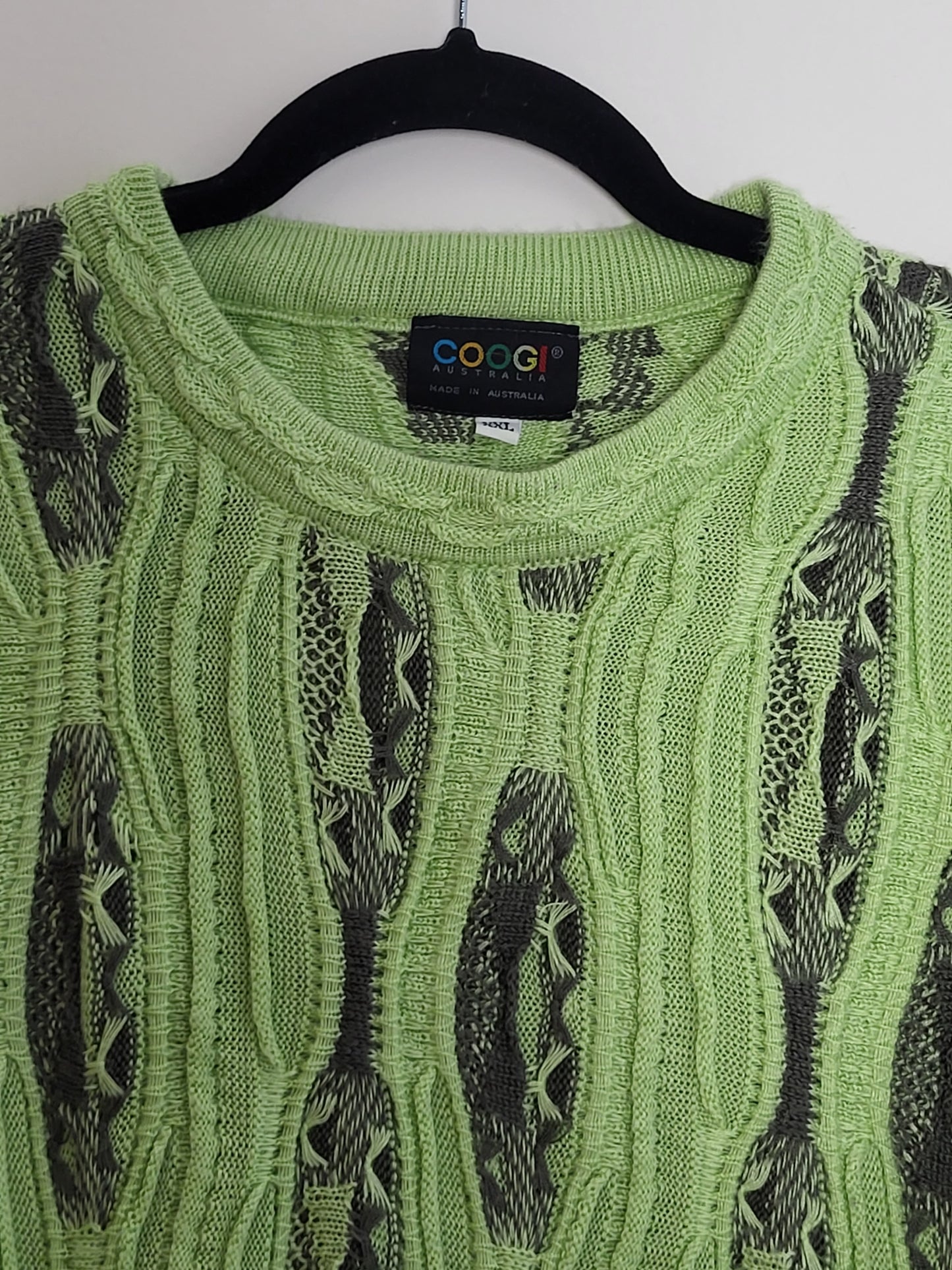 COOGI - Pullover - Muster - Vintage Australia - Grün - Herren - XXL