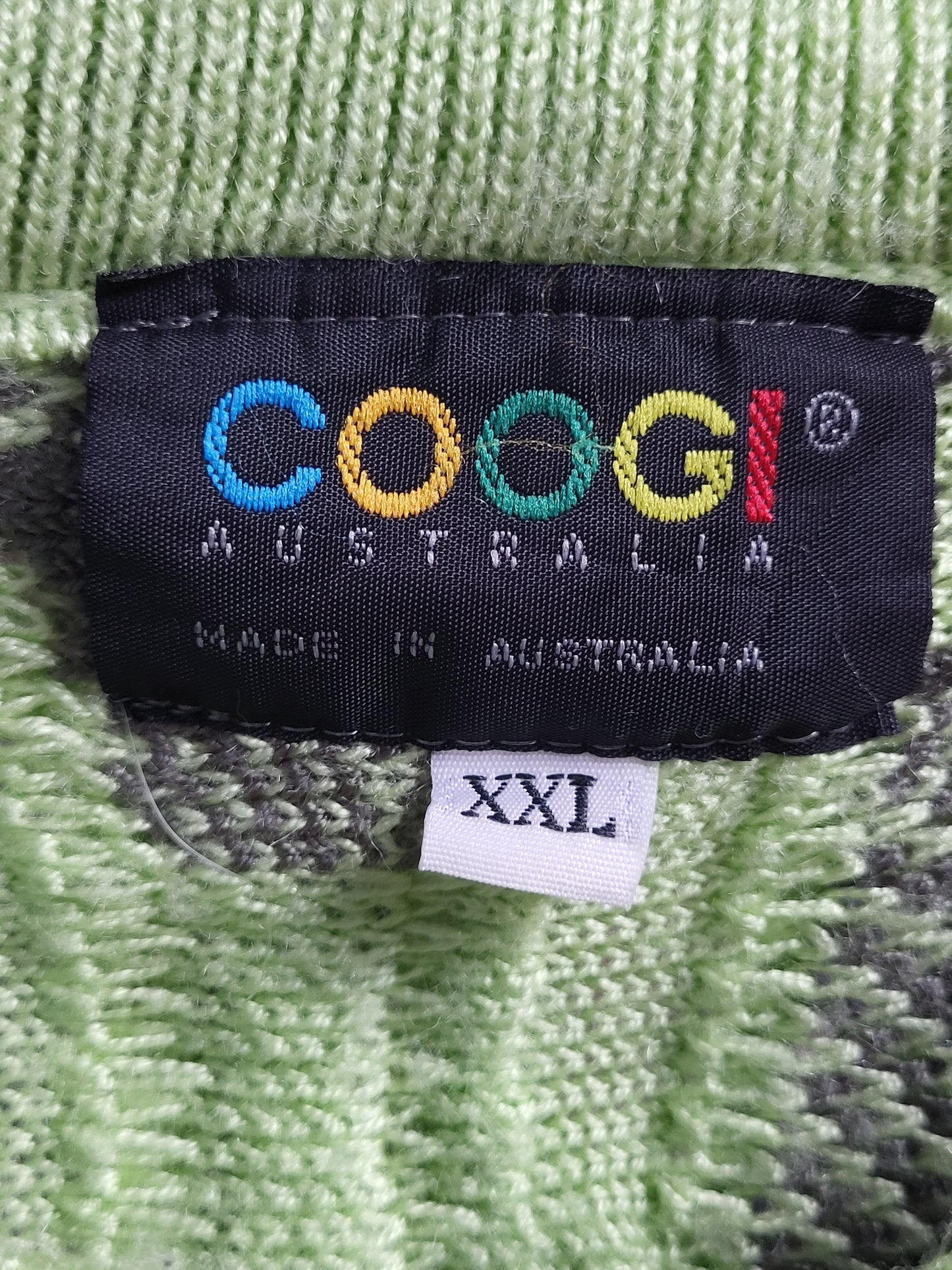 COOGI - Pullover - Muster - Vintage Australia - Grün - Herren - XXL