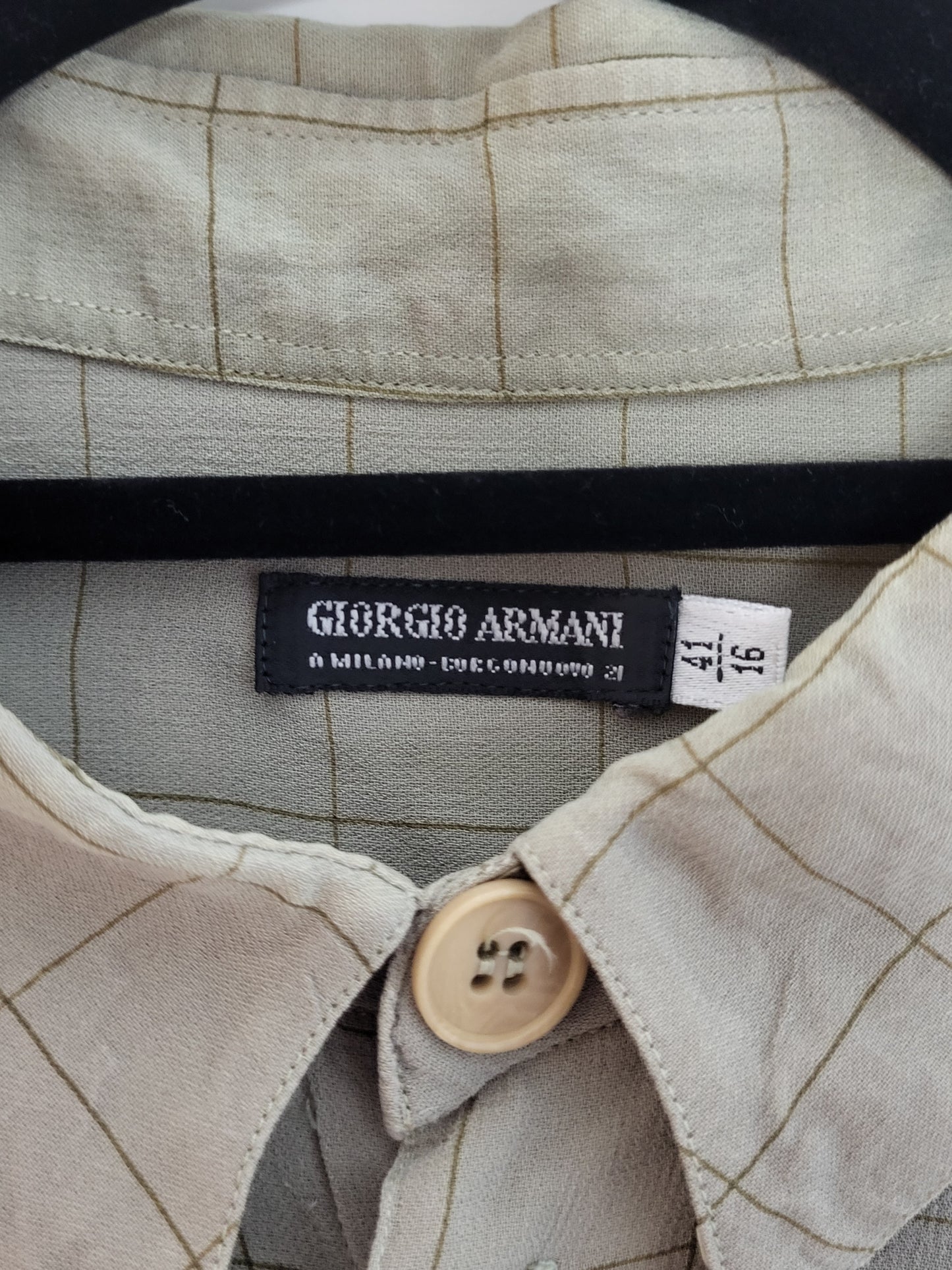 GIORGIO ARMANI - Hemd - Klassisch mit Muster - Vintage - Oliv - Herren - XL