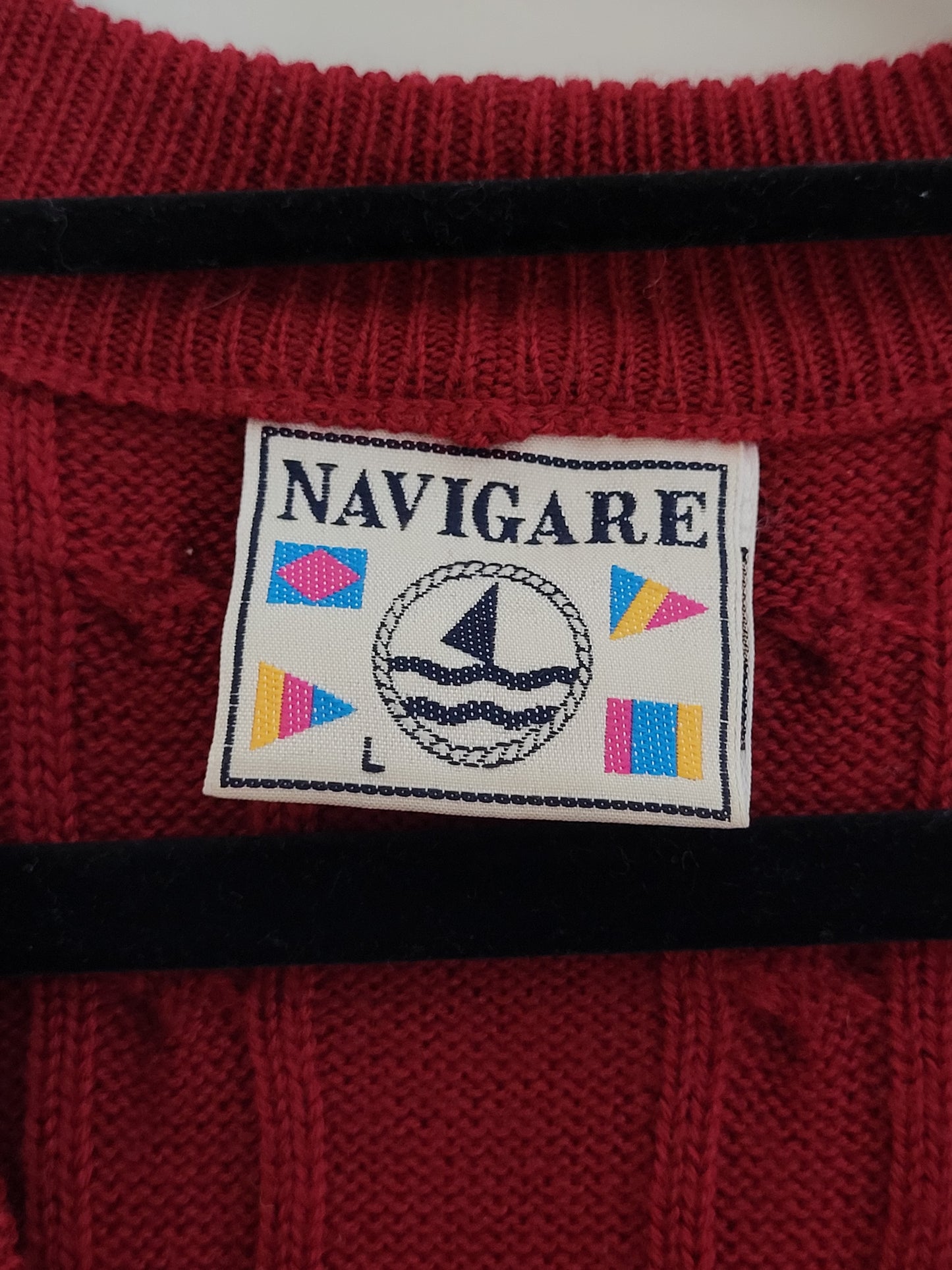 NAVIGARE - Cardigan/Pullover - Zopfmuster - Vintage Italy - Rot - Herren - L