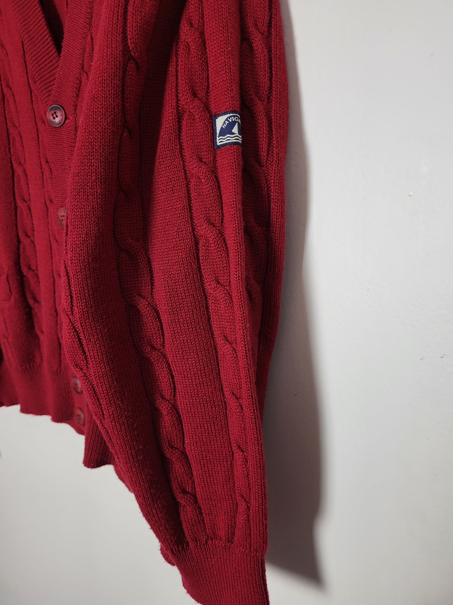 NAVIGARE - Cardigan/Pullover - Zopfmuster - Vintage Italy - Rot - Herren - L