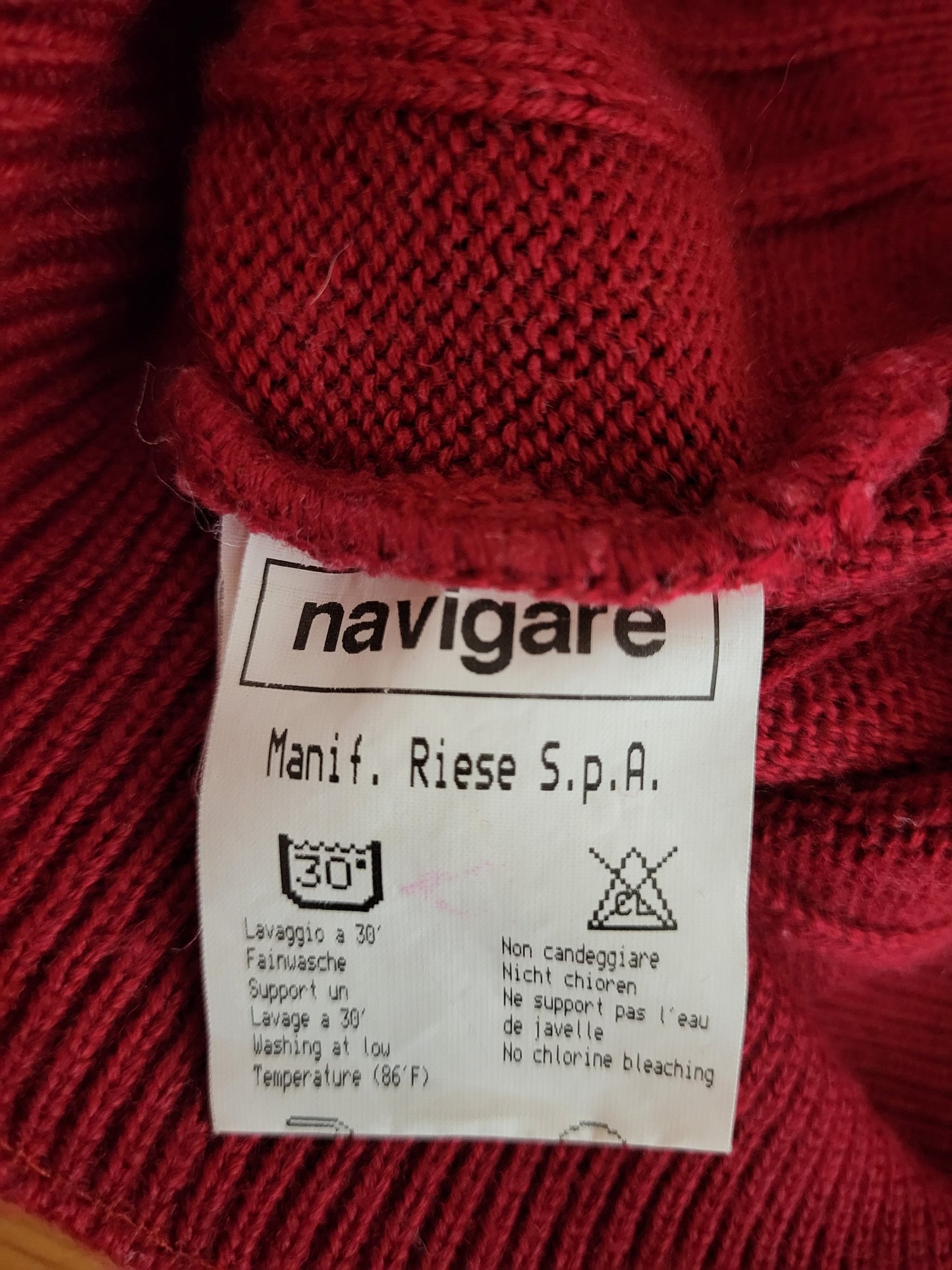 NAVIGARE - Cardigan/Pullover - Zopfmuster - Vintage Italy - Rot - Herren - L