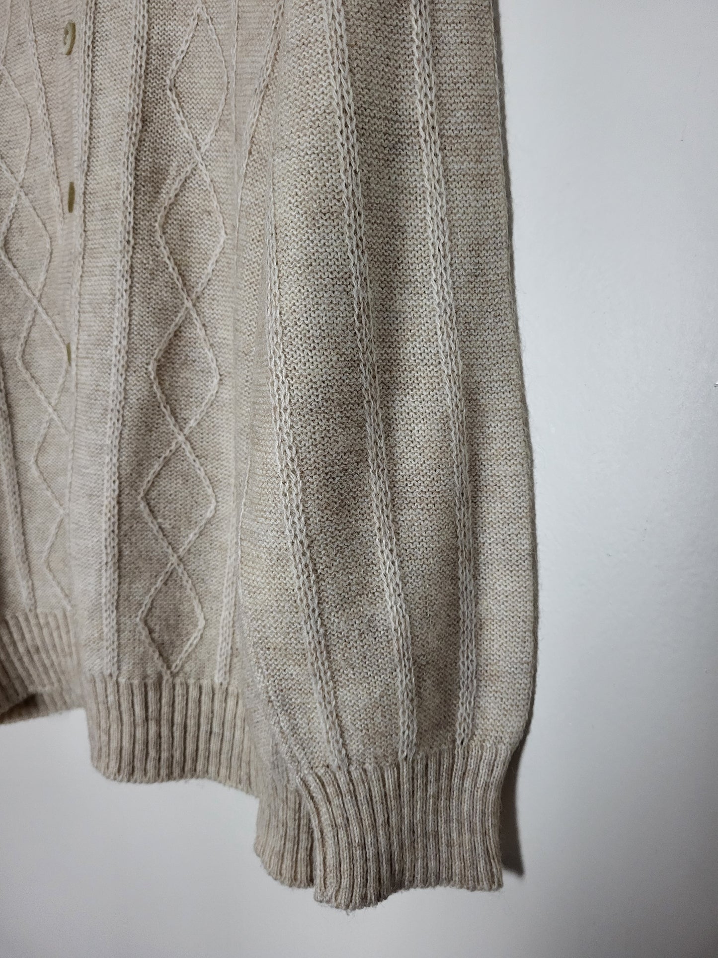 VINTAGE - Cardigan/Pullover - Zopfmuster - Vintage Italy - Beige - Herren - M