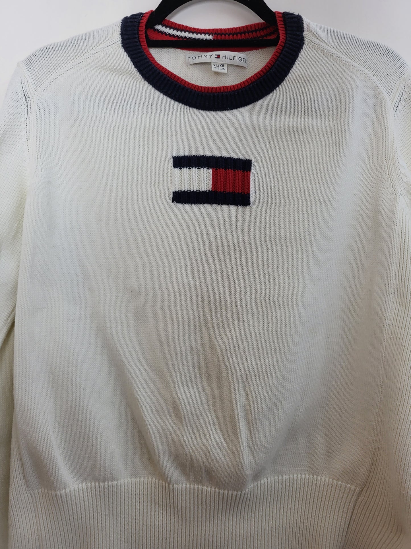 Tommy Hilfiger - Pullover - Logo - Vintage - Weiß - Damen - S/M