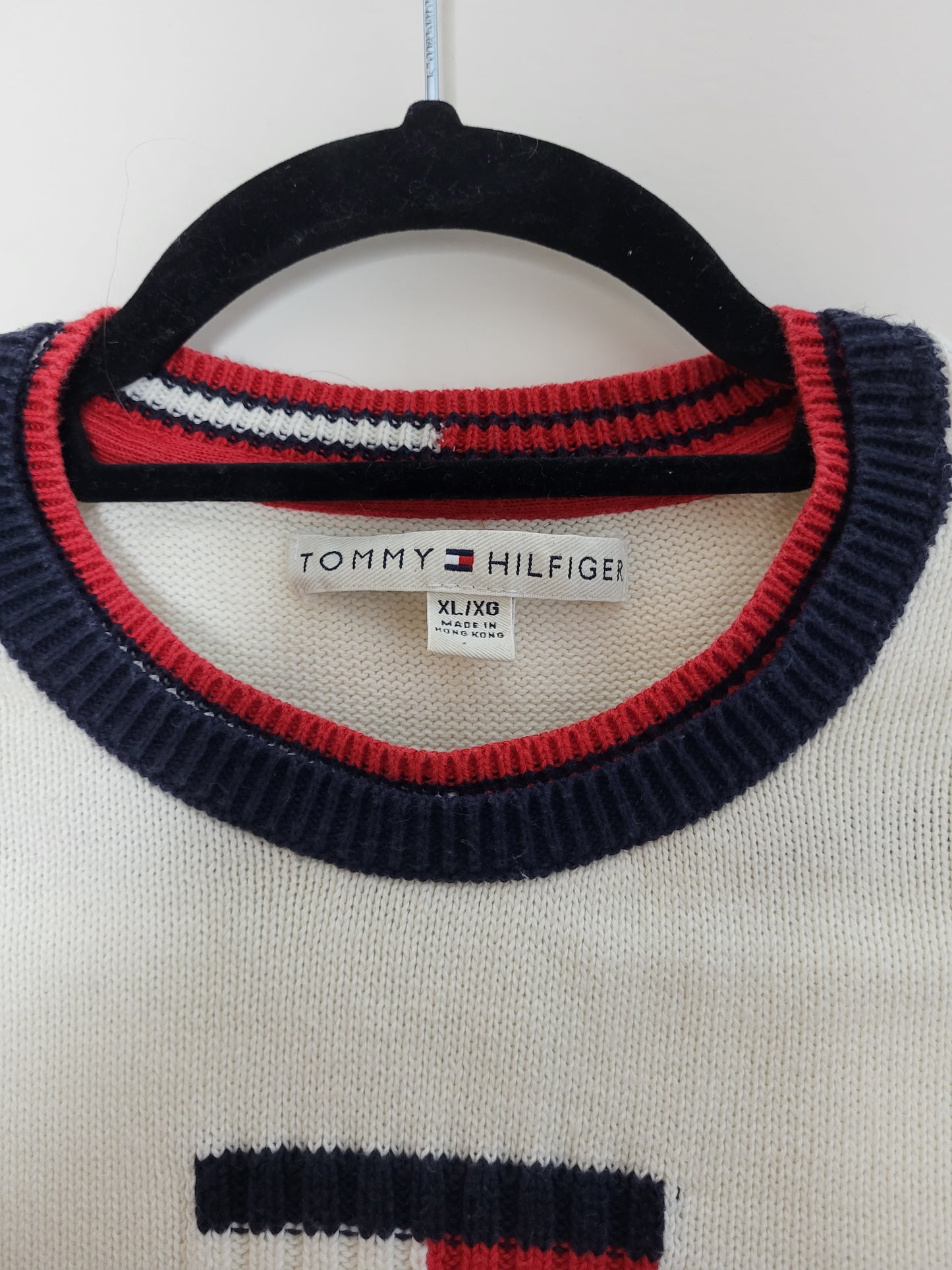 Tommy Hilfiger - Pullover - Logo - Vintage - Weiß - Damen - S/M