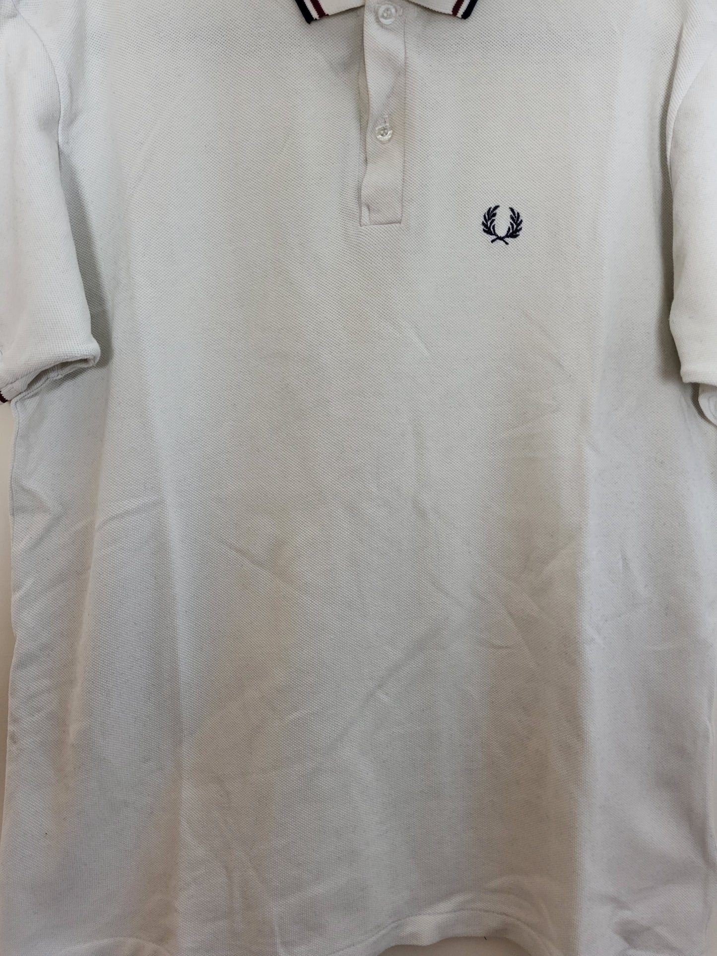 Fred Perry - Poloshirt - Vintage - Weiß mit Streifen - Herren - XL