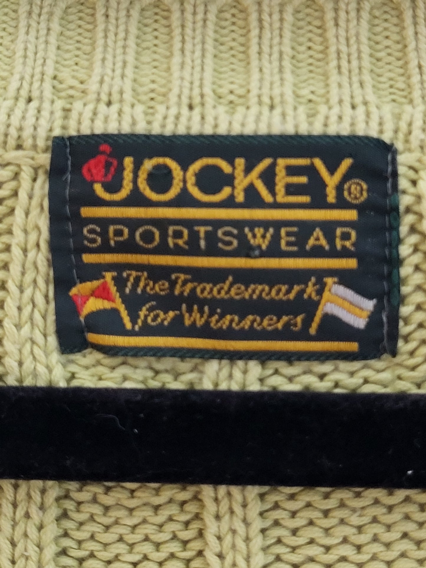 Vintage JOCKEY SPORTSWEAR - Pullover - Zopfmuster - Vintage Italy - Hellgrün - Herren - M/L