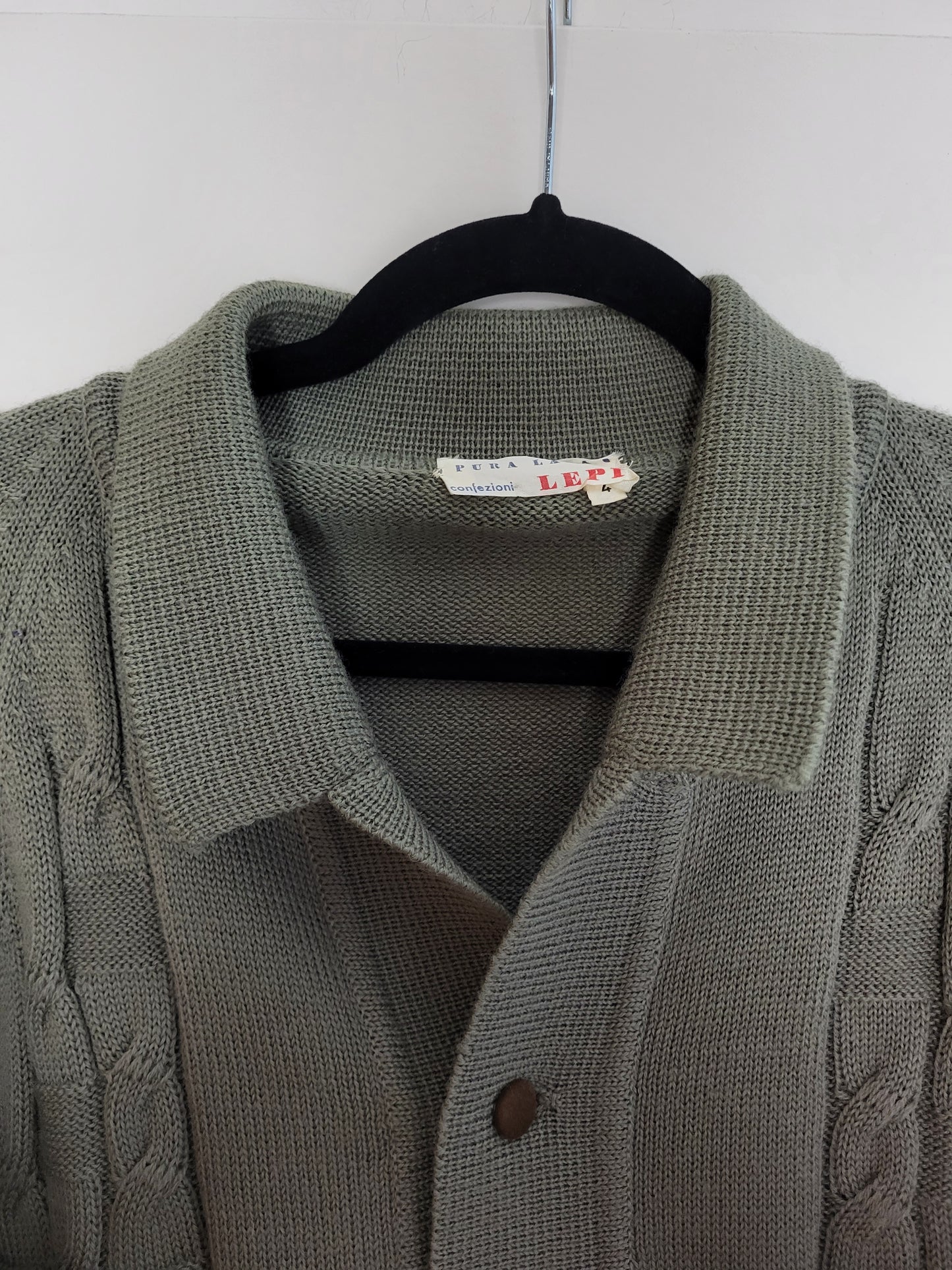 Vintage LEPI - Pullover/Strickjacke - Muster - Vintage Italy - Oliv/Grau - Herren - M