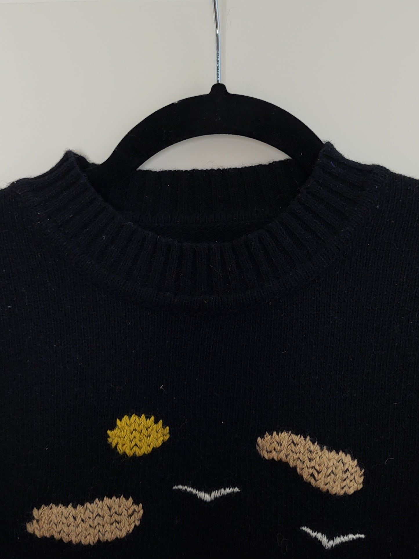 Vintage - Pulloverkleid - Muster - Vintage Wolle - Schwarz - Damen - M/L