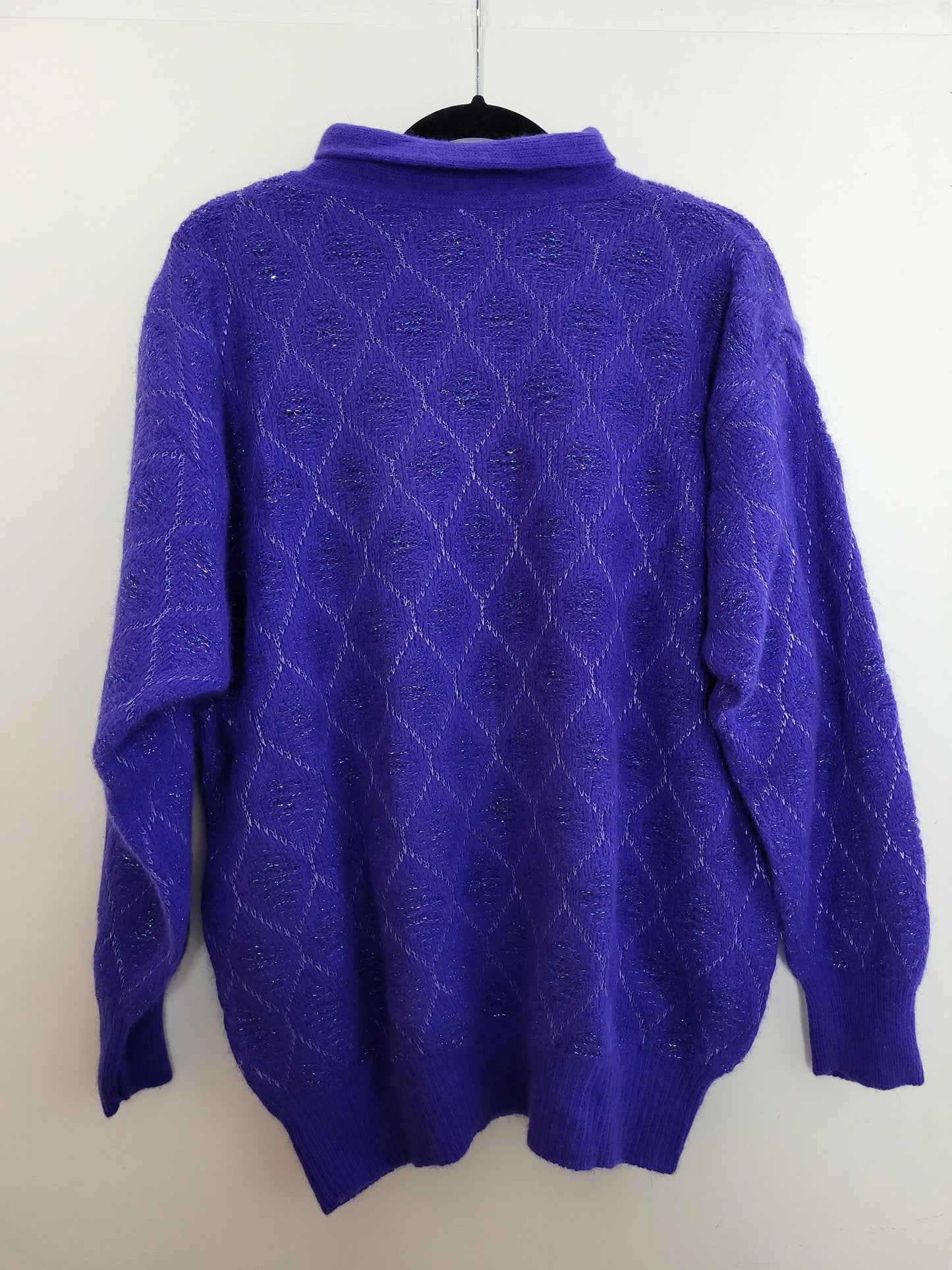 Vintage ANDRE MAURICE - Pullover - Muster - Vintage Wolle - Lila Glanz - Damen - L/XL
