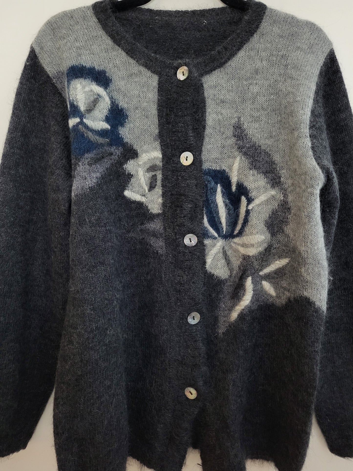 Vintage - Strickjacke/Pullover - Muster - Vintage Wolle - Grau - Damen - M/L