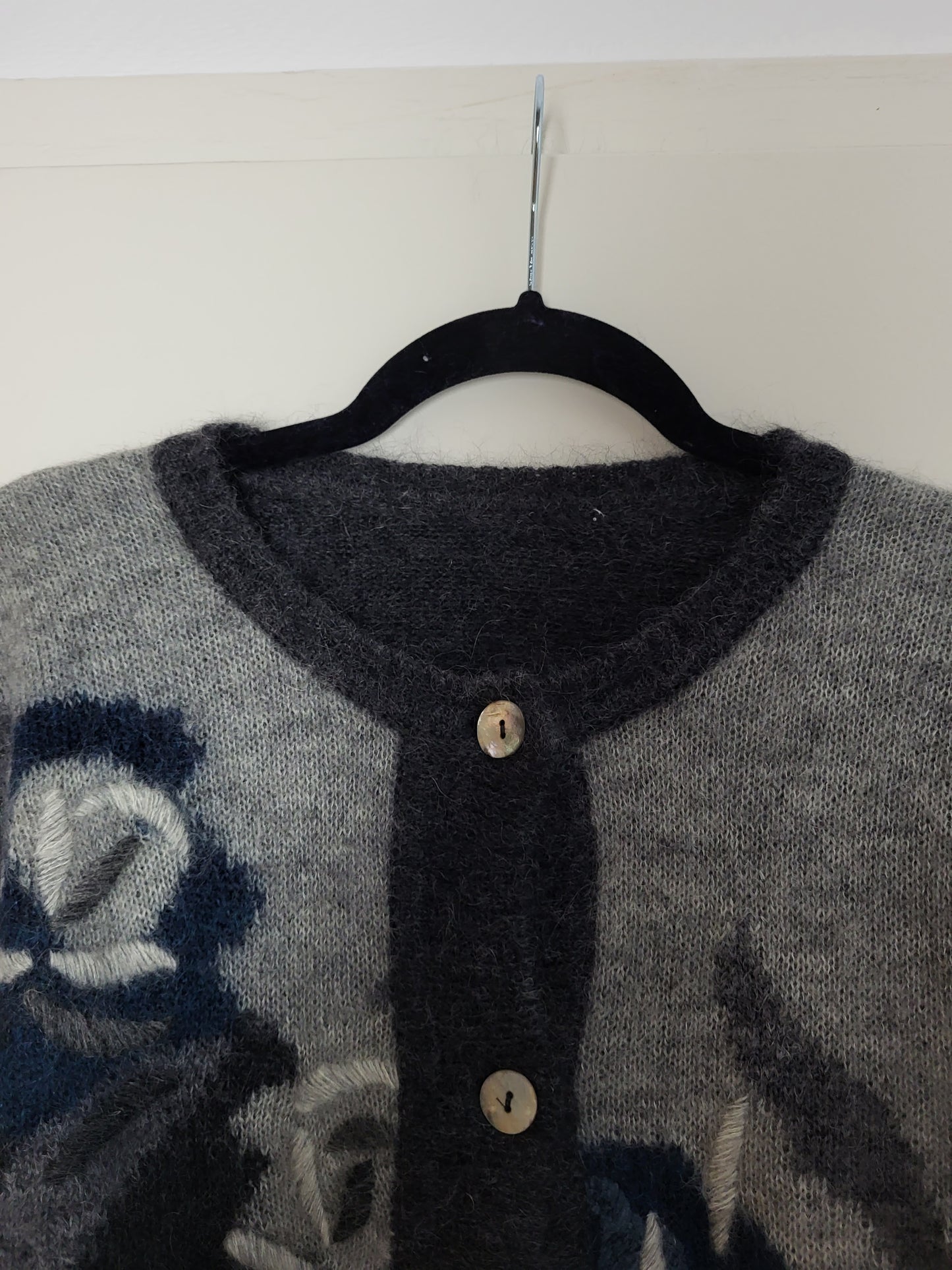Vintage - Strickjacke/Pullover - Muster - Vintage Wolle - Grau - Damen - M/L