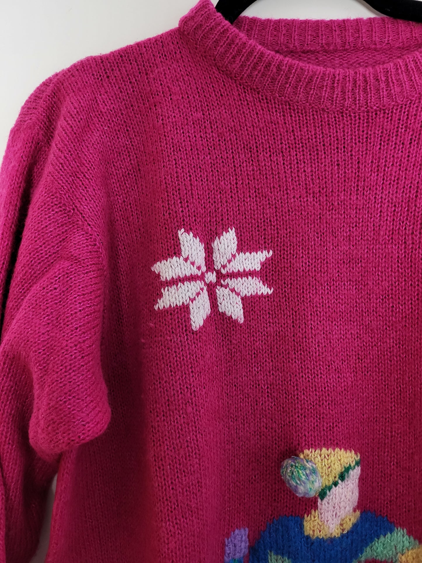 Vintage - Pullover - Muster - Vintage Wolle - Bunt - Damen - L