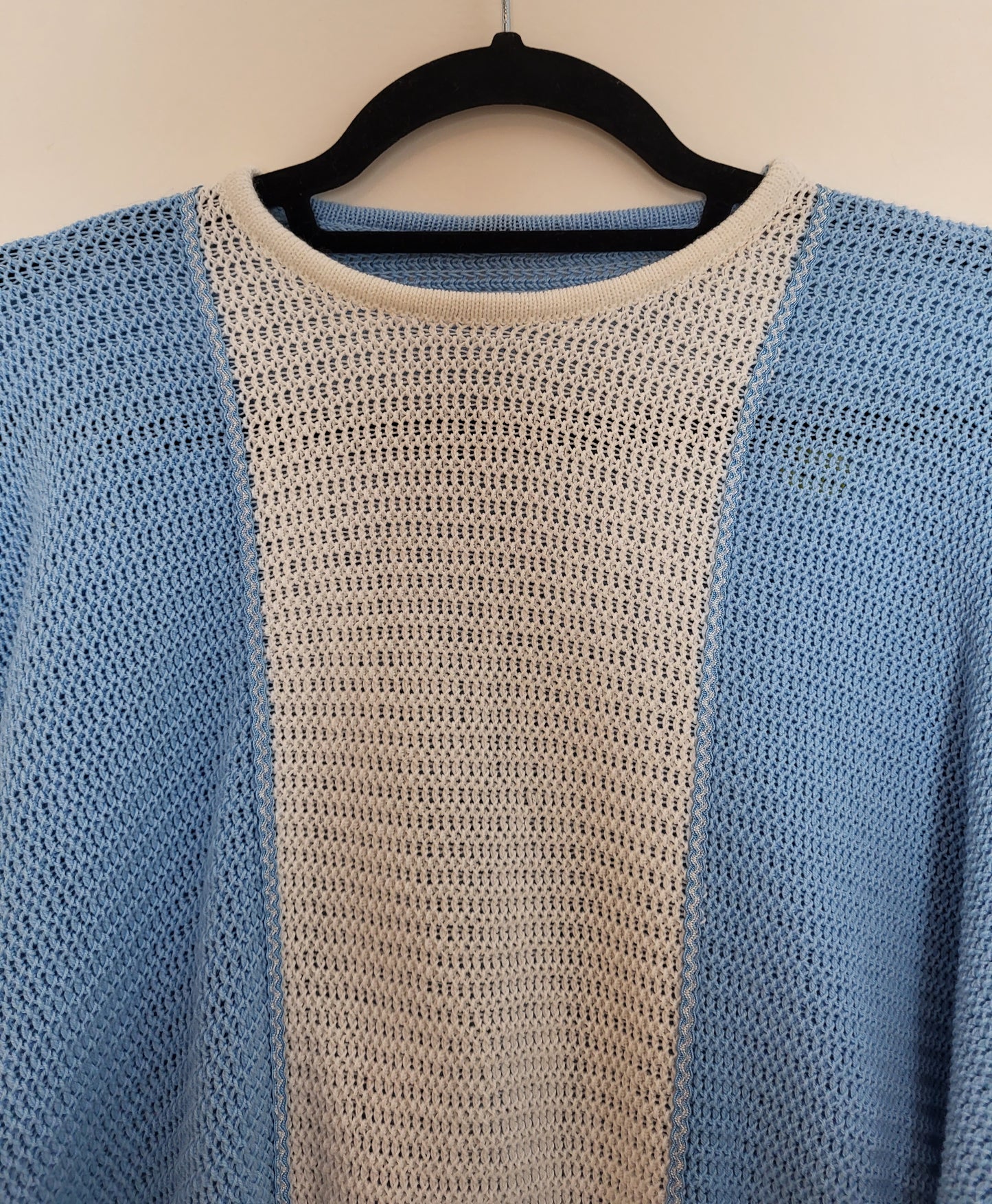 Vintage - Pullover - Colourblock - Vintage Italy - Weiß/Blau - Damen - S/M