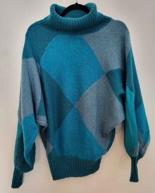 Vintage - Pullover - Muster und Kragen - Vintage Italy - Bunt - Damen - L/XL
