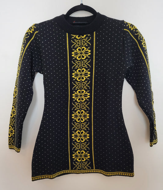 Vintage VEE TEE  - Pullover Norweger - Muster - Vintage Italy - Schwarz - Damen - XS