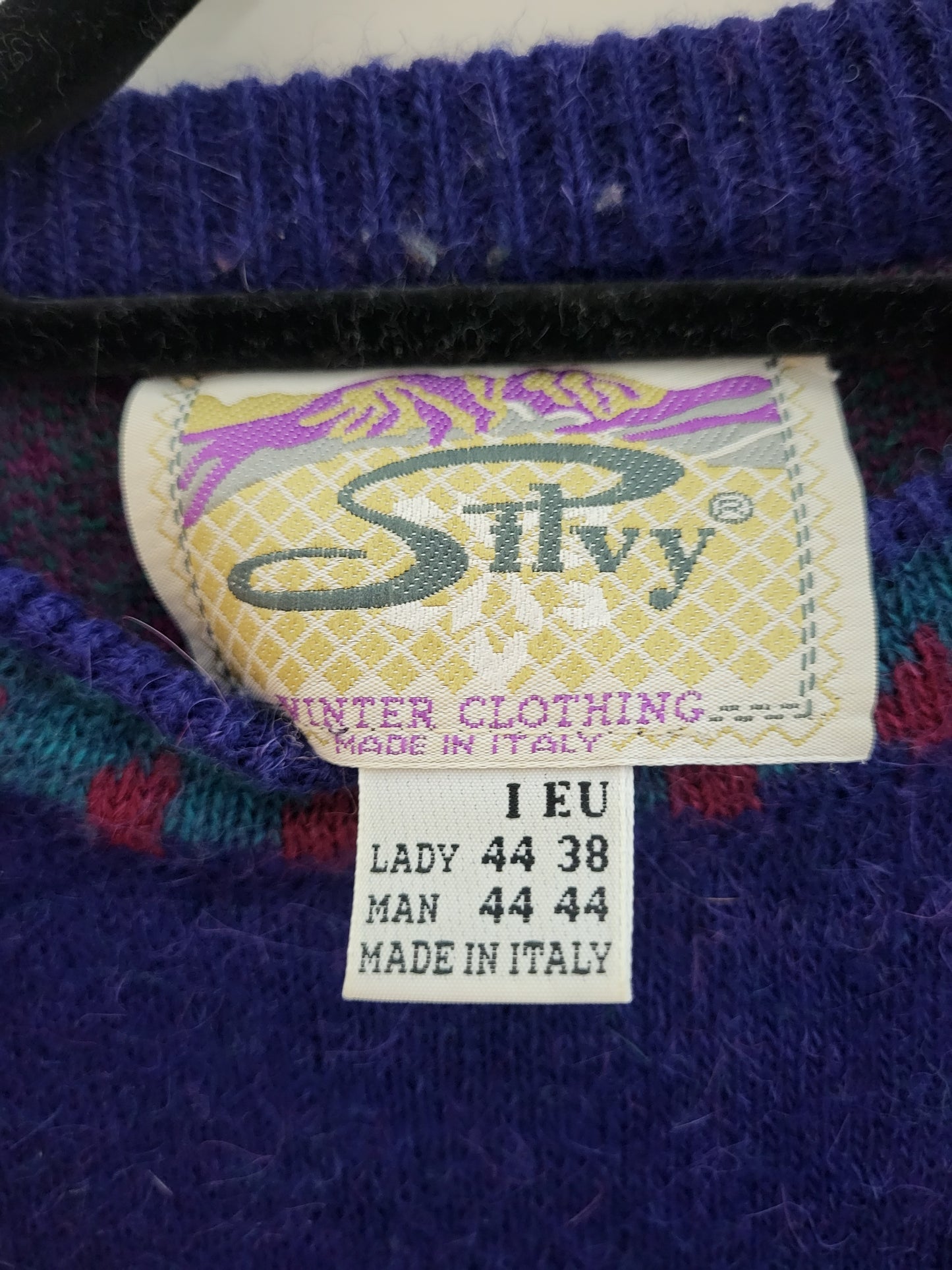 Vintage SILVY - Pullover - Muster - Vintage Italy - Dunkelblau/Bunt - Damen - XL/XXL