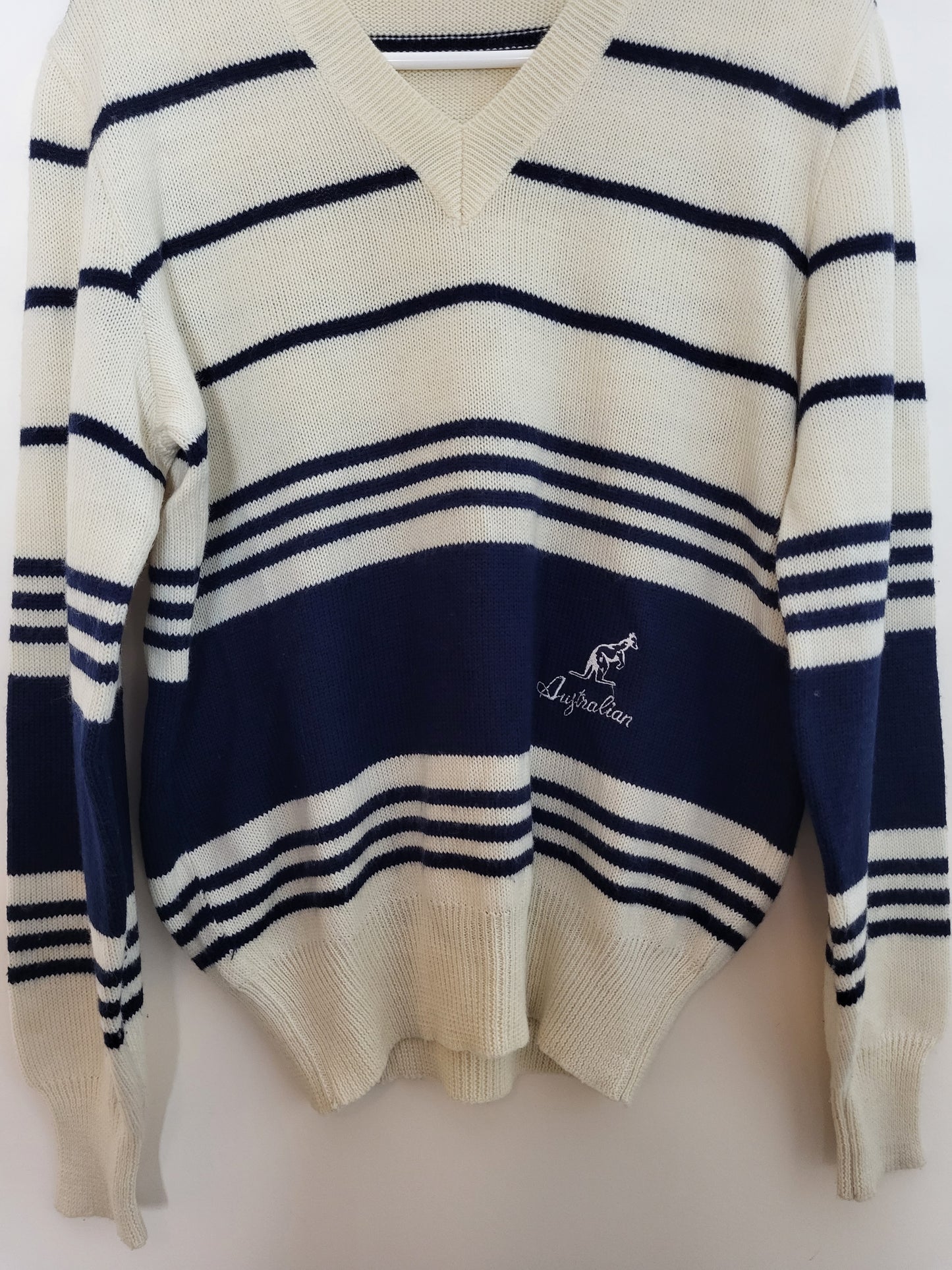 VINTAGE Australian - Pullover - Streifen - Vintage Italy - Blau/Weiß - Herren - L (50)